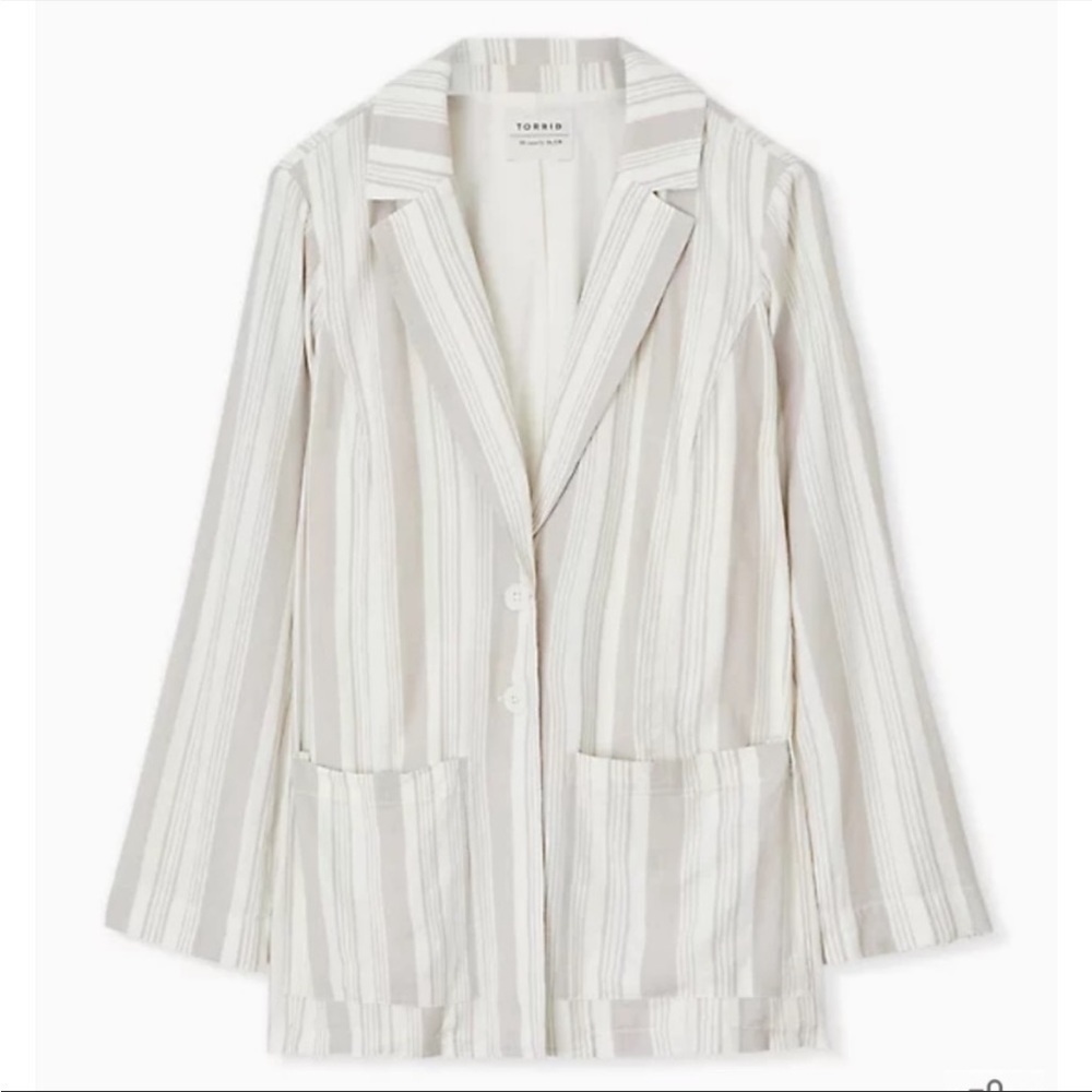 Torrid Taupe Stripe Linen Blend Blazer